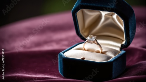 Diamond Engagement Ring inside a ring box photo