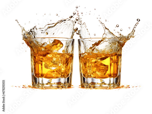 Dynamic Tequila Toast with Splash, isolated on a transparent or white background