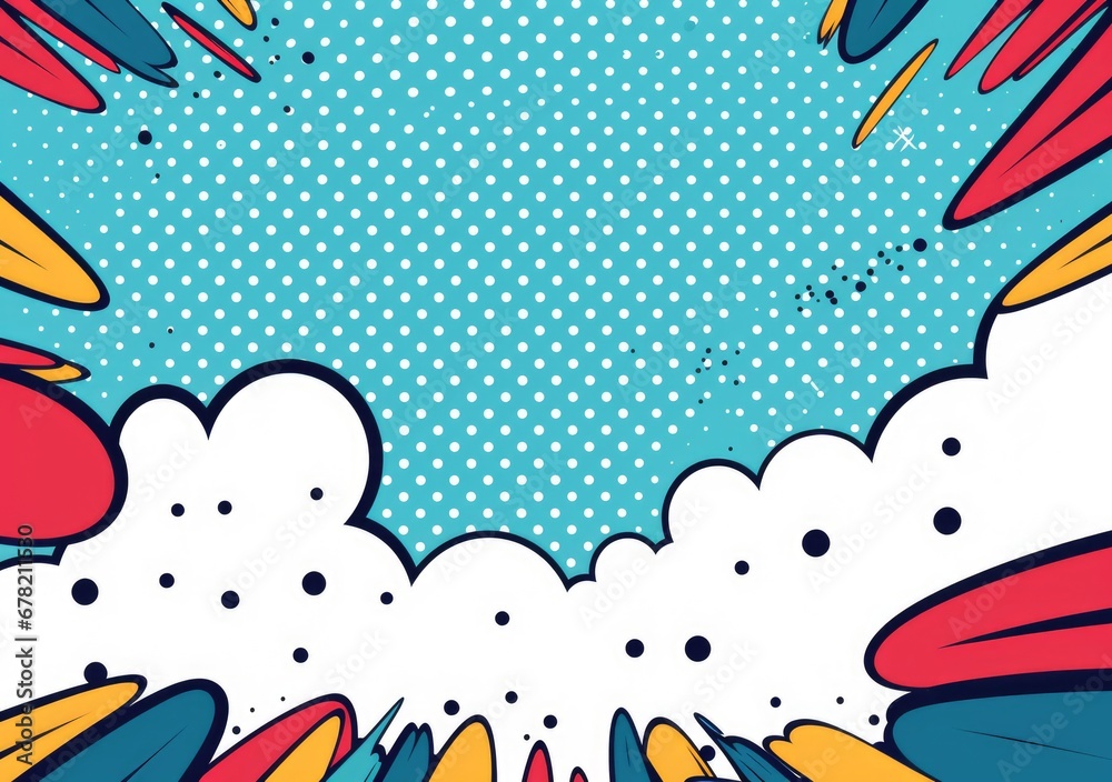 Fototapeta premium Pop art comic background lightning blast halftone dots. Cartoon