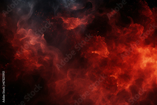 Abstract Red Fire Smoke on Black Background © Burin