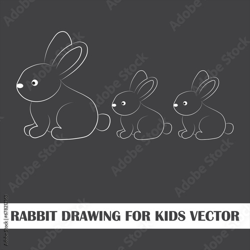 Rabbit Drawing for Kids Vector Creative Concept: Whimsical Bunny Delight 