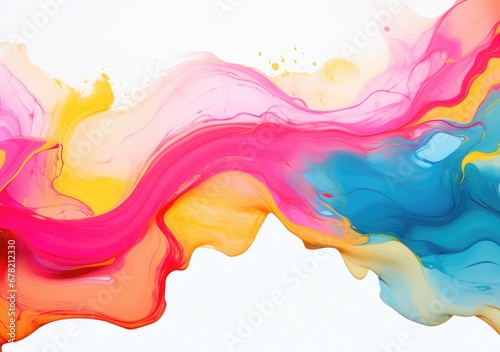 Abstract fluid art painting background in alcohol ink technique  mixture of pink  purple and yellow paints. Transparent overlayers of ink