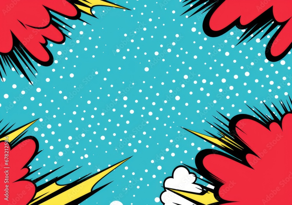 Pop art comic background lightning blast halftone dots. Cartoon