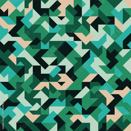 abstract geometric background. Vector image of a geometric ornament. Seamless pattern. Poster, background. Green colors. Military colors