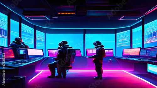 Illustration of A futuristic cybersecurity workspace featuring advanced encryption technologies, © Monmeo