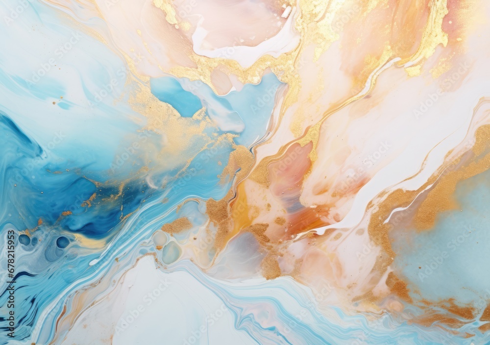 Liquid marble painting background design with gold glitter dust texture