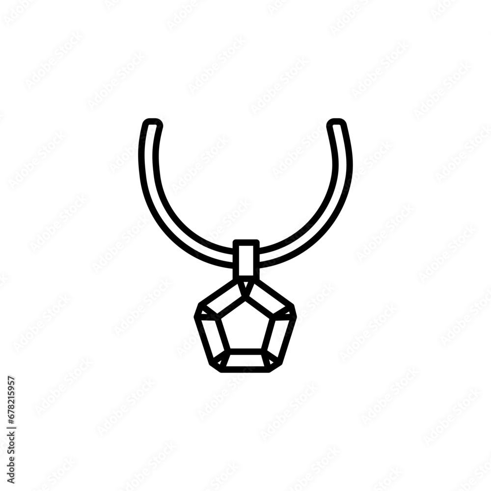 Necklace Icon. Line Art Style Design Isolated On White Background Necklace Icon. Line Art Style Design Isolated On White Background