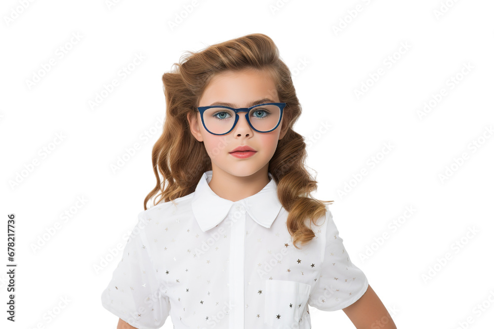 A young Girl Dressed as a superstar with a beautiful smile on a white Background with Space for Copy isolated PNG A young Girl Dressed as a superstar with a beautiful smile on a white Background with Space for Copy isolated PNG
