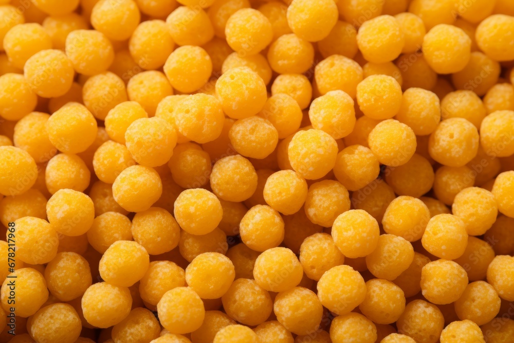 Delicious corn cereal balls in a macro image full frame Delicious corn cereal balls in a macro image full frame