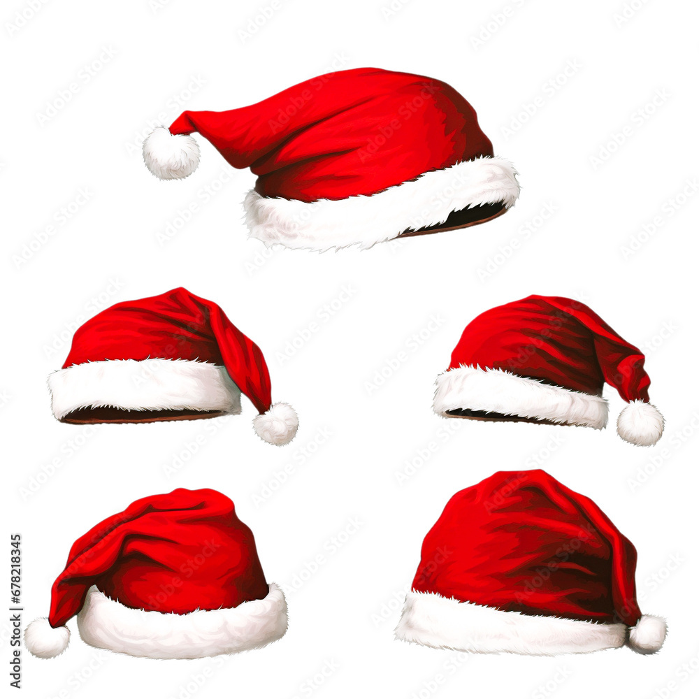 Set of Santa hat isolated Set of Santa hat isolated