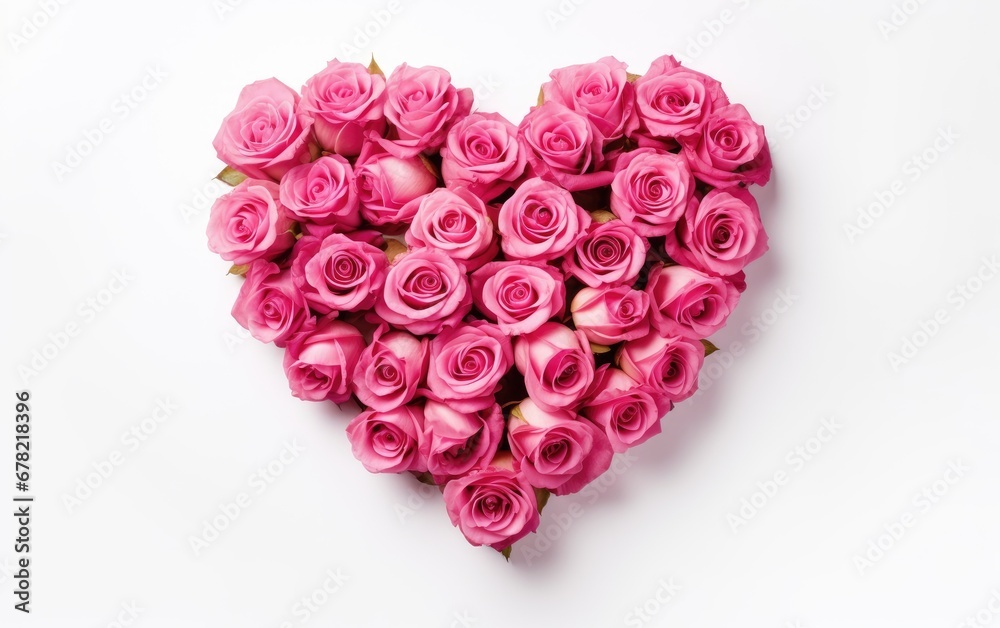 Pink roses in heart shape isolated isolated on a white background, illustration for Valentine day or Wedding