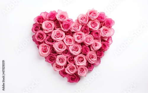 Pink roses in heart shape isolated isolated on a white background, illustration for Valentine day or Wedding
