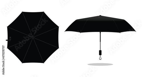 Black compact small umbrella rain template on white background  vector file.