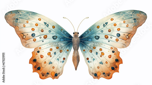 borboleta estilo Boho clipart, aquarela, fundo branco photo