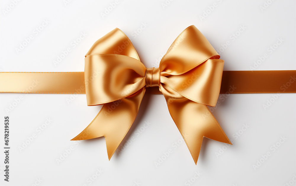 Shiny color satin ribbon on white background. Christmas gift, valentines day, birthday wrapping element. Decorative golden bow with long ribbon isolated Shiny color satin ribbon on white background. Christmas gift, valentines day, birthday wrapping element. Decorative golden bow with long ribbon isolated