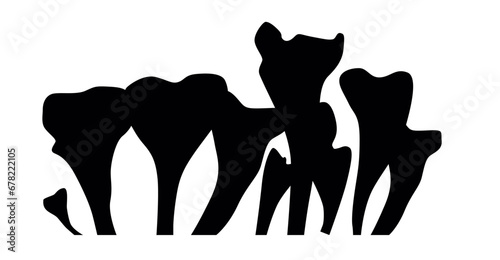 Silhouette of a mushroom colony Guihuang mushroom, sweet ear of osmanthus Dacryopinax spathularia.