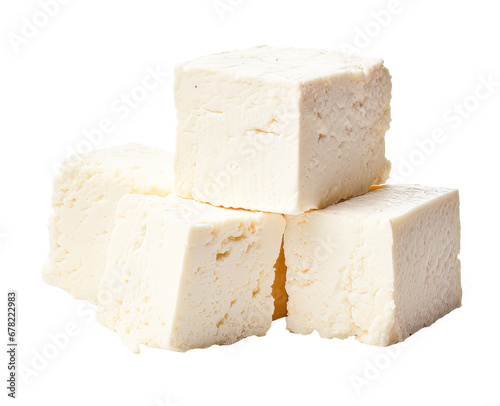 Three pieces of tofu isolated on a transparent background