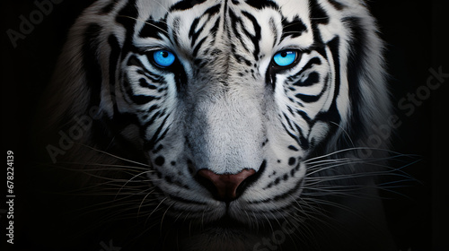 A close up of a white tiger