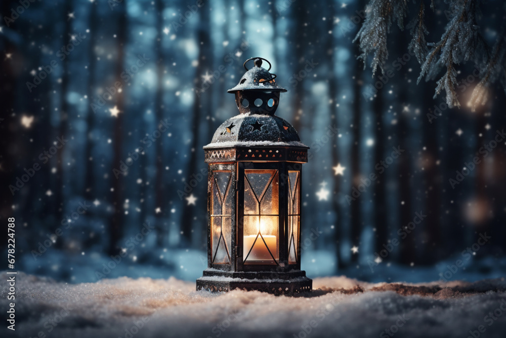 christmas lantern in the snow christmas lantern in the snow