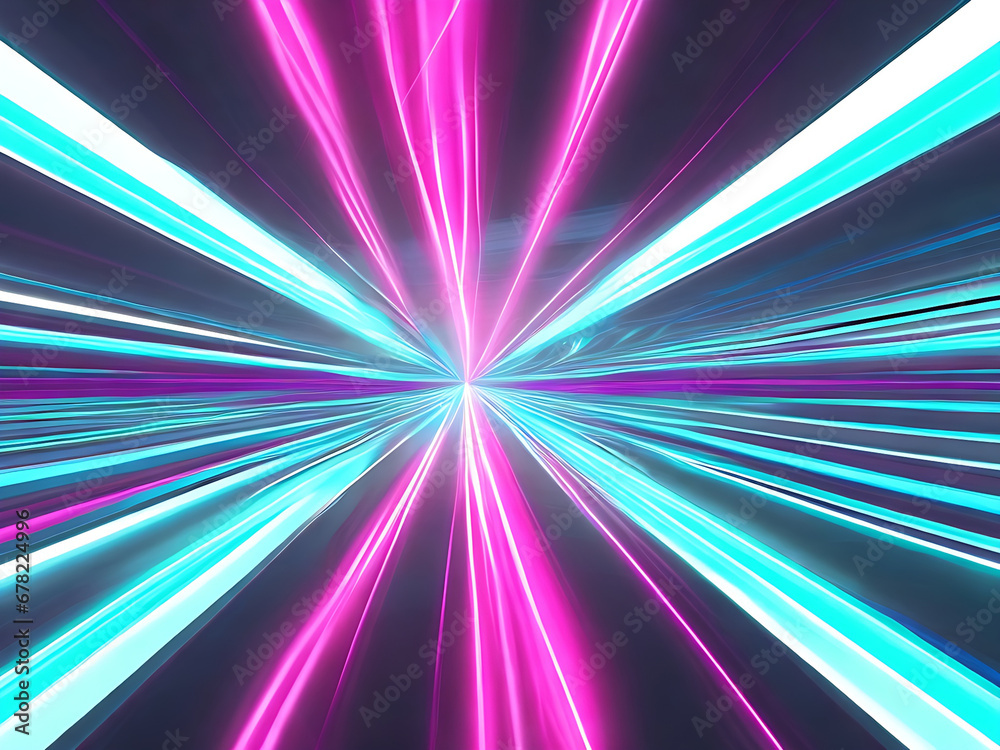 abstract neon background with pink and blue neon lines and reflection on the floor. Generated Ai. abstract neon background with pink and blue neon lines and reflection on the floor. Generated Ai.