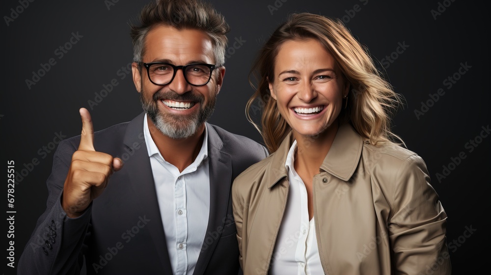 Man and woman partners together close portrait smiling. Man and woman partners together close portrait smiling.