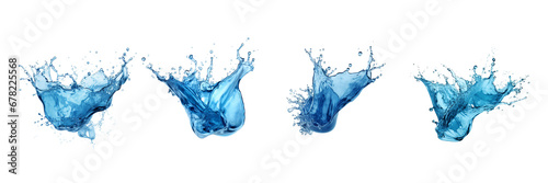 Set of Blue water splash isolated on transparent or white background