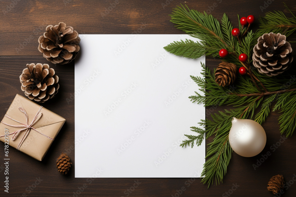 christmas card with branches and cones christmas card with branches and cones