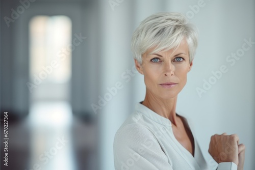 Free Download handsome mature woman doing tai chi in an empty room - GFXLoad