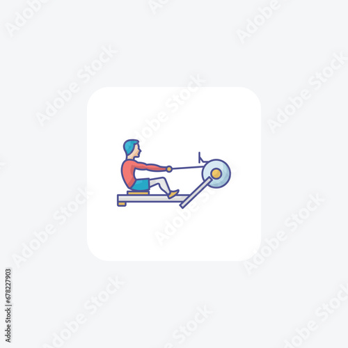 rowing machine, indoor rower,   icon  isolated on white background vector illustration Pixel perfect

