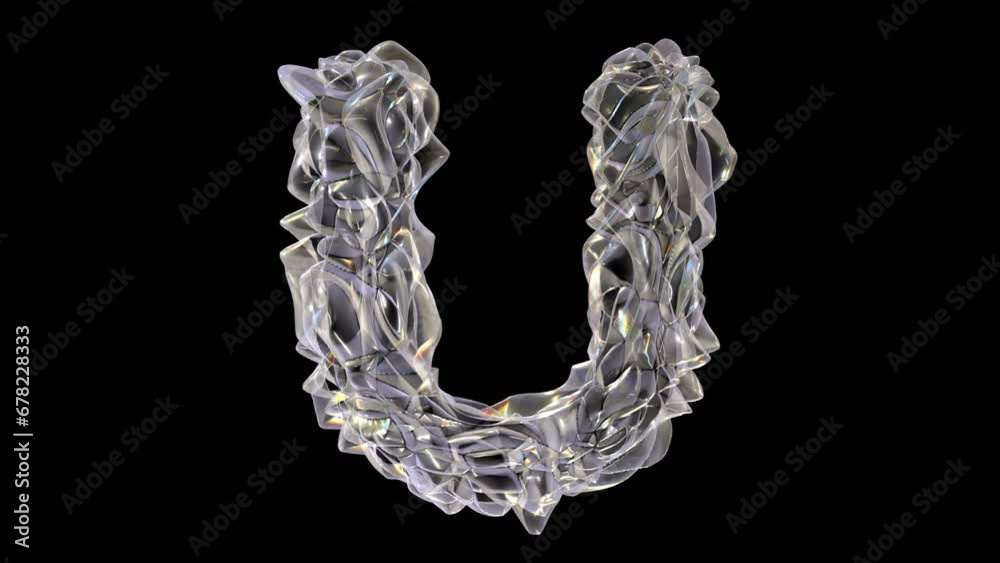 3D light glass alphabet letter u animation 3D light glass alphabet letter u animation