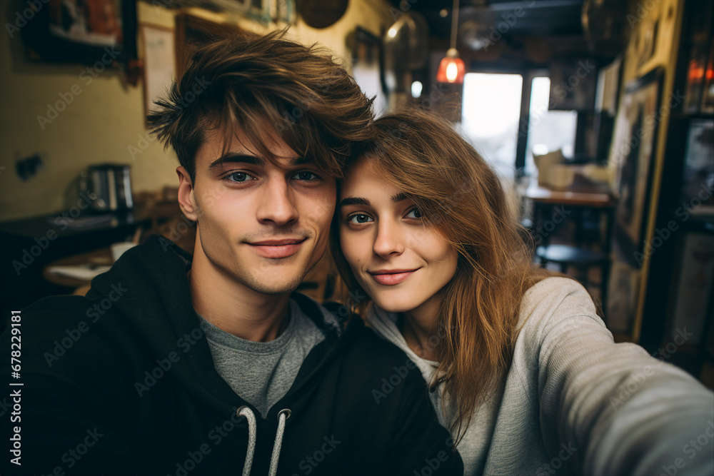 Generative AI image of happy beautiful couple enjoying time together Generative AI image of happy beautiful couple enjoying time together