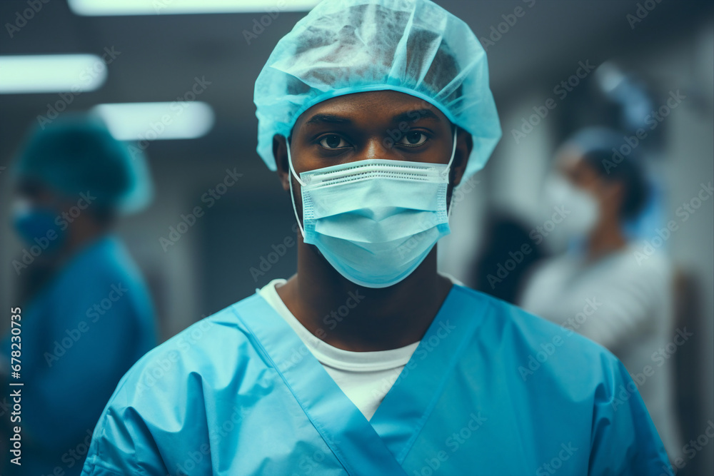 Generative AI portrait of young experienced doc medicine worker viral operation room clinic Generative AI portrait of young experienced doc medicine worker viral operation room clinic