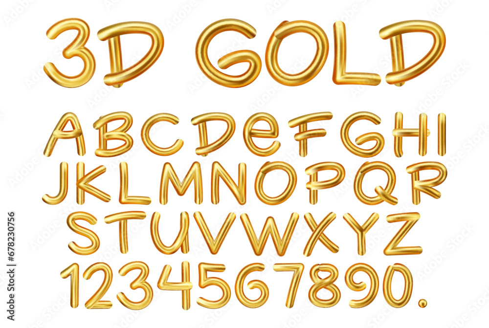 3D gold font. 3D gold font.
