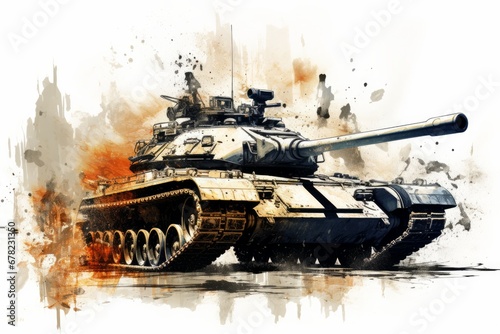 Colorful illustration of a military tank