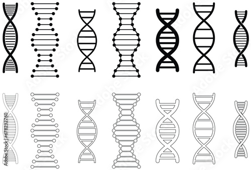 Dna icon set. Molecule Dna line art icon
