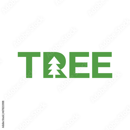 TREE WORD MARK TYPE LOGO VECTOR ICON ILLUSTRATION