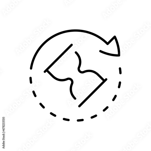 Anti aging hourglass icon. Simple outline style. Waiting slow time, anti old, clock, sandglass with round arrow, timer concept. Thin line symbol. Vector illustration isolated.