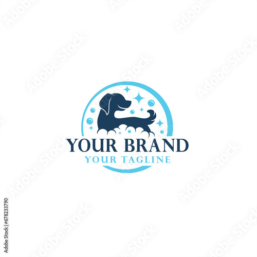 Logo for dog washing or dog grooming place