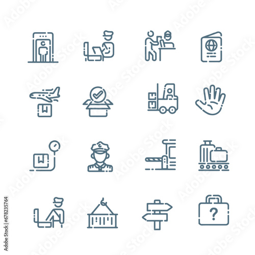 Set of Customs Related Vector Line Icons