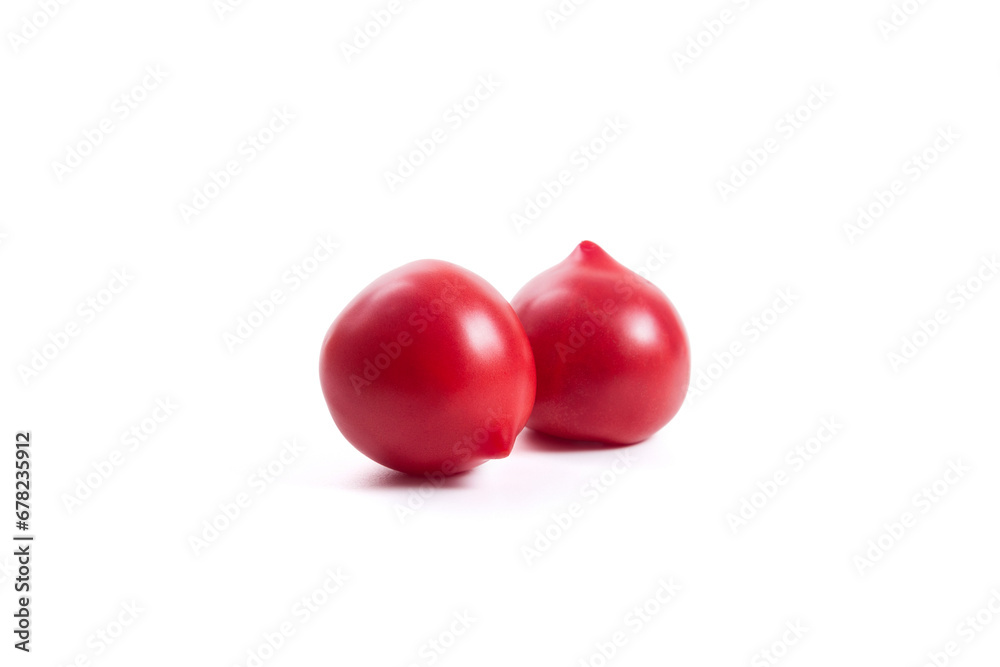 Two pink tomatoes isolated on white background. Two pink tomatoes isolated on white background.