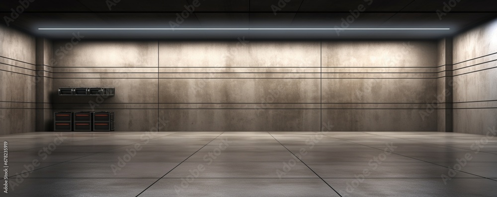 A high-definition image of a modern concrete garage interior with a mock-up space and blurry walls, featuring clean and shiny surfaces with a symmetrical grid line texture. A high-definition image of a modern concrete garage interior with a mock-up space and blurry walls, featuring clean and shiny surfaces with a symmetrical grid line texture.