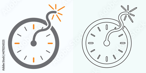 new style Analog clock flat vector icon. Symbol of time management, chronometer with hour, minute, and second arrow. Simple illustration isolated on a white background.