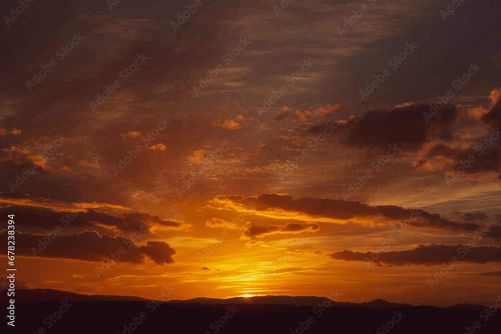The warm and colorful illumination of the sky during sunset.
The warm and colorful illumination of the sky during sunset.