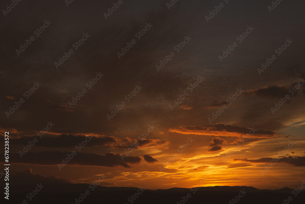 The warm and colorful illumination of the sky during sunset.
The warm and colorful illumination of the sky during sunset.