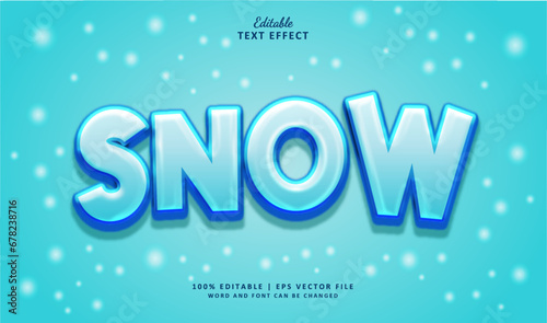 Snow Editable Text Effect STyle 3D Bold Theme Winter Season