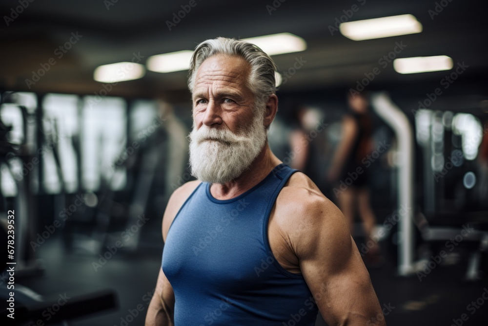 focused old man doing step in a gym focused old man doing step in a gym