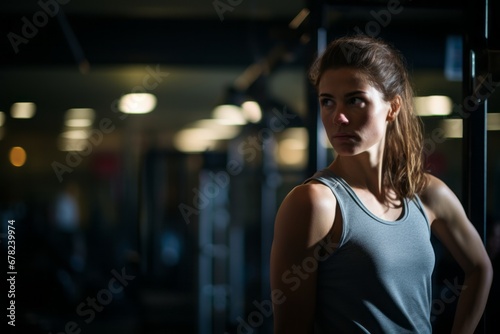 determined girl in her 30s doing bars in a gym