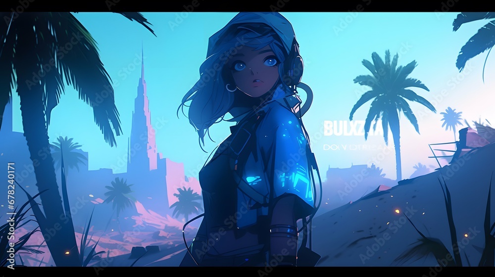 Synthwave anime manga girl, lofi bacground wallpaper design Synthwave anime manga girl, lofi bacground wallpaper design