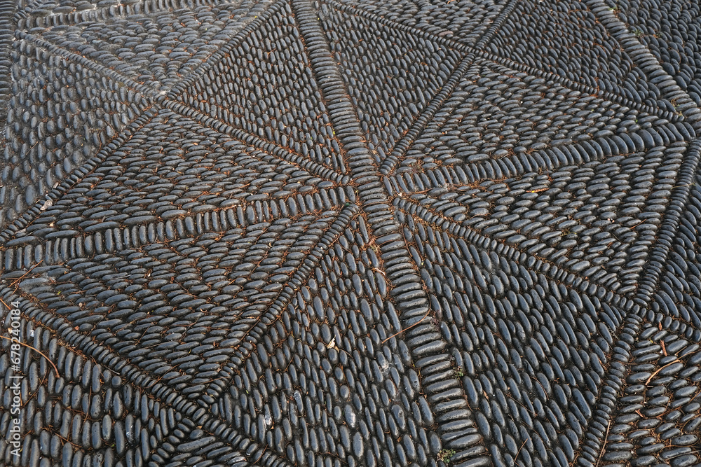 Fototapeta premium volcanic boulder pattern on the ground of a street, La Palma island