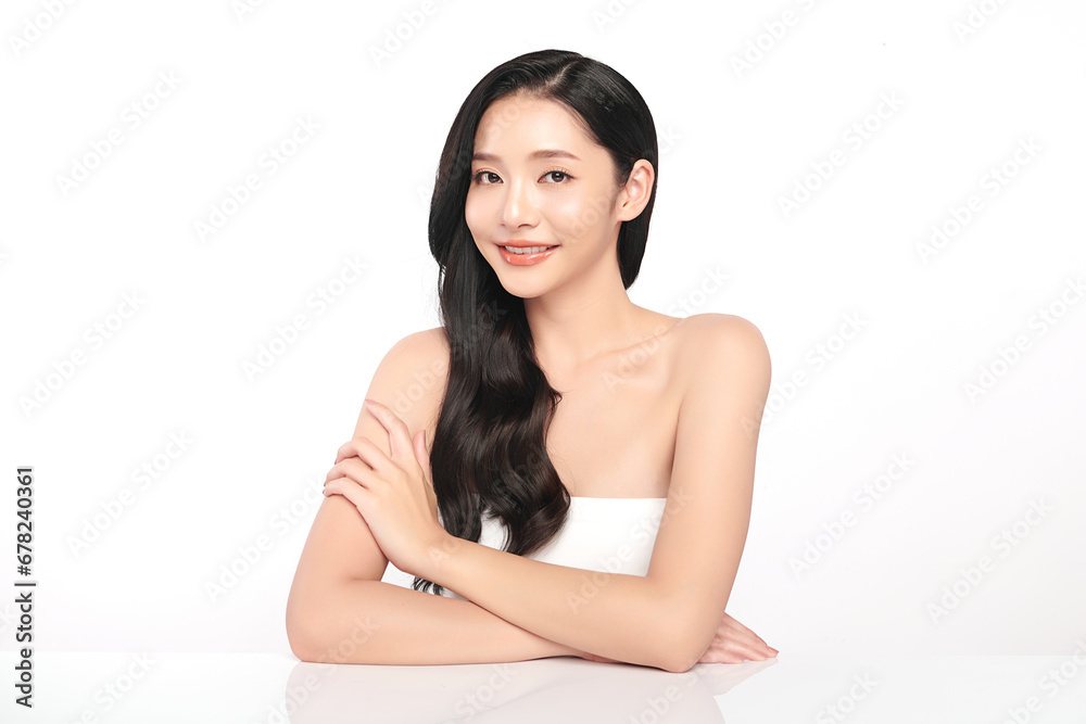Beautiful young asian woman with clean fresh skin on white background, Face care, Facial treatment, Cosmetology, beauty and spa, Asian women portrait. Beautiful young asian woman with clean fresh skin on white background, Face care, Facial treatment, Cosmetology, beauty and spa, Asian women portrait.